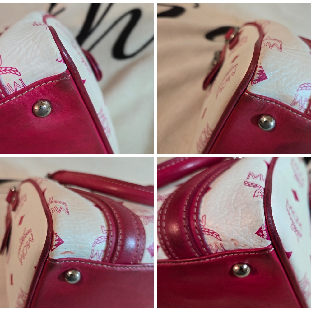 💯 Authentic MCM Boston Handbag (Pink and White) - Picture 5 of 15